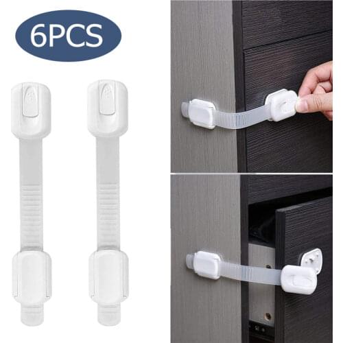 6pcs Baby Safety Protector Child Cabinet Lock Multi-function Plastic Lock Straps Kids Safety Plastic Protection Safety Lock