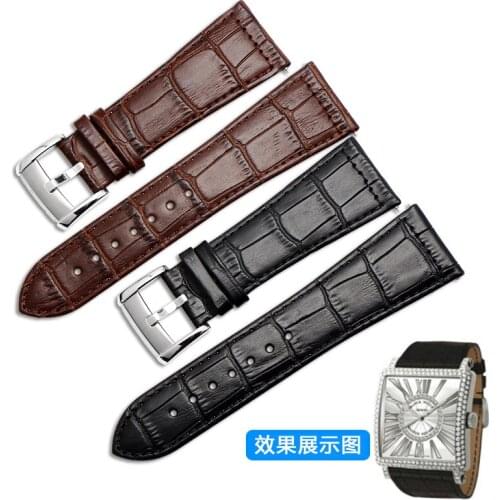 UYONG Watch accessories Franck watch with male leather crocodile stripes 26*20mm black brown