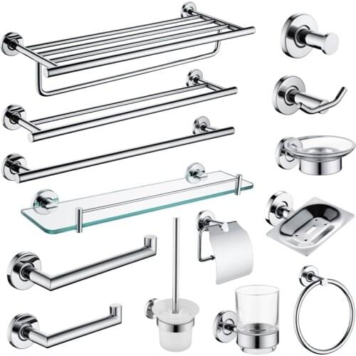 Bathroom Accessories Stainless Steel Polish Towel Shelf Toilet Paper Holder Soap Holder Towel Rack Toothbrush Holder Robe Hook