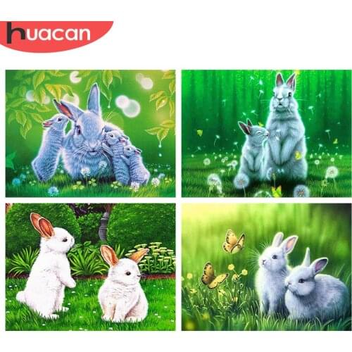 HUACAN 5d Diamond Painting Rabbit DIY Mosaic Diamond Embroidery Animal Mosaic Cross Stitch Handicraft Home Decor