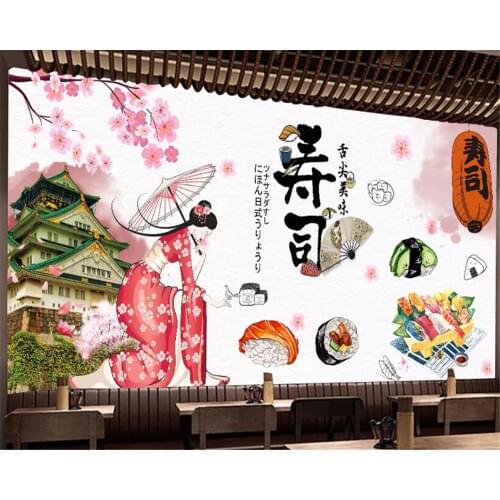 Beibehang Wallpaper japanese beauty photo decoration mural japanese food sushi restaurant background wallpaper 3d on the wall