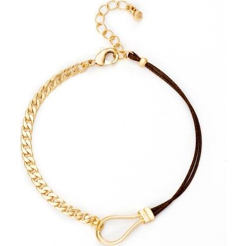 Jaeeyin 2020 Hollow Geometric Bracelet String Knit Vintage Cuban Gold Alloy Minimalist Wrist Jewelry Girlfriend Birthday Gift