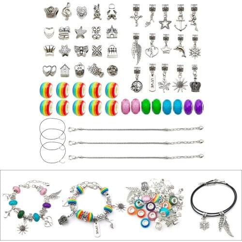 DIY Bracelet Making Kit Charm Pendant Snake Chain Jewelry Making Supplies Bead Jewelry Set for DIY Craft Making SAet