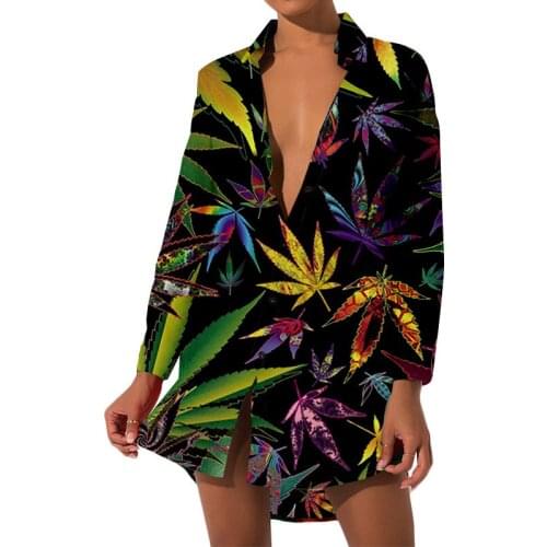 CJLM Flowers And Grass Tops And Leaves Women Shirt Flowers Floral Clothes Lady Green And Colorful Shirts Casual Loose Tropical