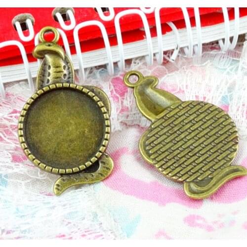40PCS 16mm Inner Size Antique Bronze Color Base Setting Blank Pendant DIY Jewelry Accessories