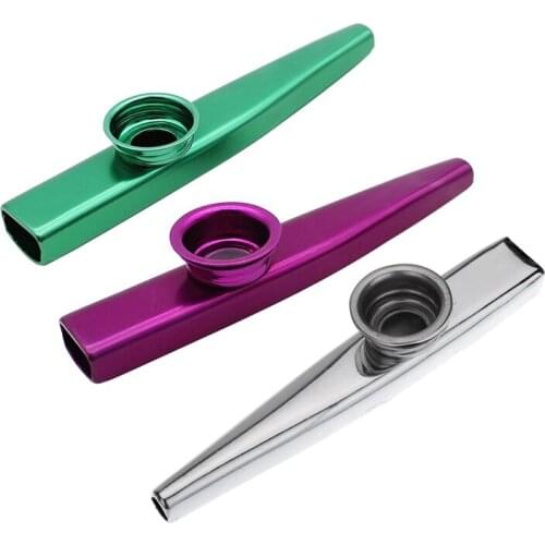 Kazoo Aluminum Alloy Metal With 5 Pcs Gifts Flute Diaphragm For Children Music-Lovers, Green & Purple & Silver(3Set)