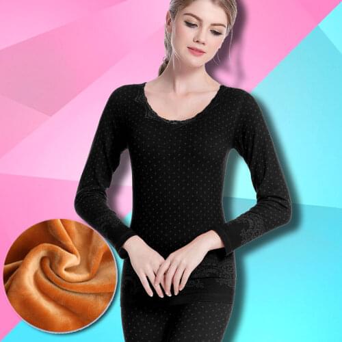 Velvet women underwear suits slimming seamless rendering autumn winter models thermal long johns femal inner wear sets