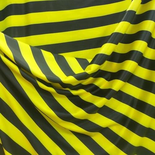 Beautful Milk Silk 4 Side Stretch Knitted Cotton/Spandex Fabric Yellow/black Stripes Print Cloth Sewing DIY Dance Clothing/Dress