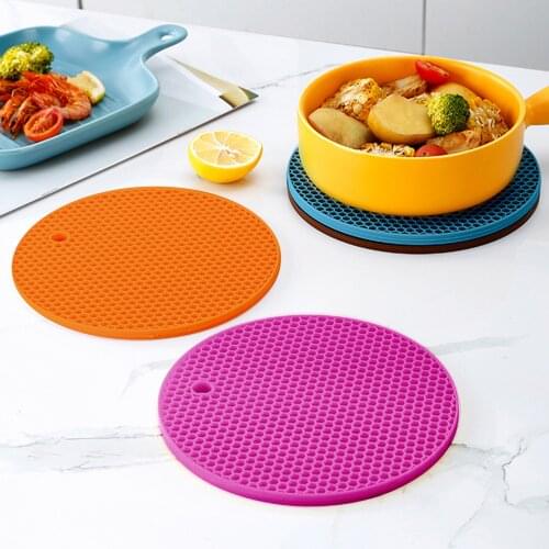 Round Heat Resistant Placemat Heat Insulated Silicone Pads Silicone Mat Honeycomb Placemat Countertop Kitchen Table Cup Mat