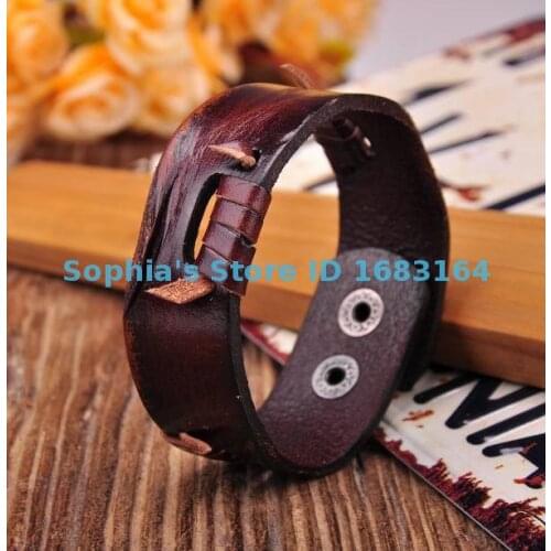 Cool Brown Leather Hemp Friendship Cuff Bracelet Bangle Wristband Mens