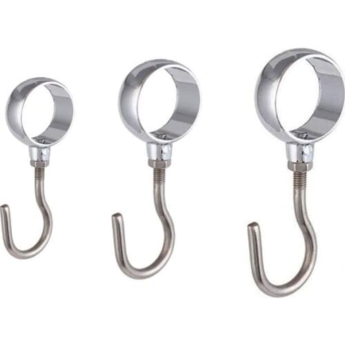 Wardrobe Closet Hook Stainless Steel Hanging Tube Rod Hook Fit for 22mm 25mm 32mm Rod -Pack of 6