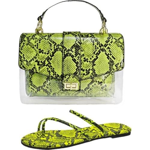 Hot Summer Female Sexy Color Snake Chain Handbag Fashion Womens Rivet Slippers Large Capacity Shoulder Causal Bag Set Wholesale