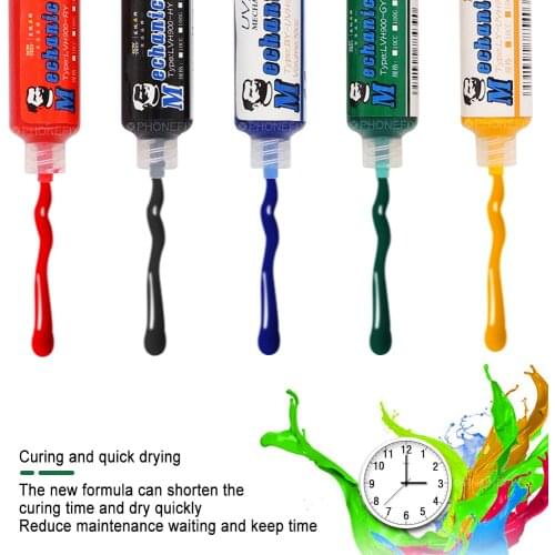 MECHANIC 10ML Green Black Red UV Solder Mask BGA PCB Paint Prevent Corrosion Arcing Soldering Paste Flux UV Photosensitive Inks