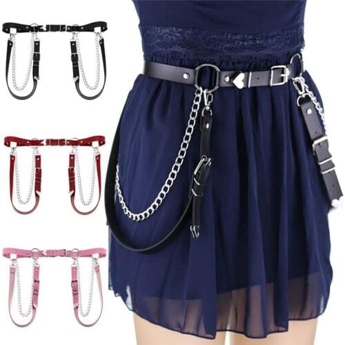 Fashion Punk Goth Heart Leather Body Harness Shoulder Chest Chain Necklace Gothic Girls Halloween Festival Jewelry goth clothes