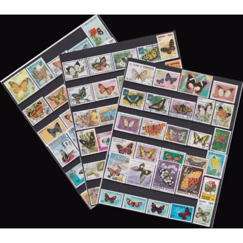 Lot 50 Pcs Butterflies and Moths Original Stamps with Postage Mark Good Condition No Repeat Stamp