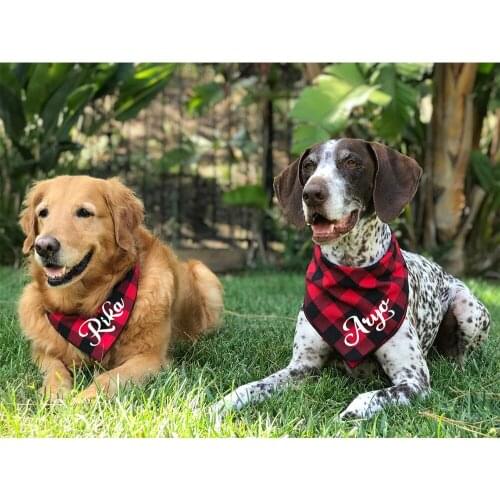 New Personalized Plaid Dog Bandana New Baby Dog Announcement Custom Name Lovely Dog Gifts Soft Cotton Animal Neckwear