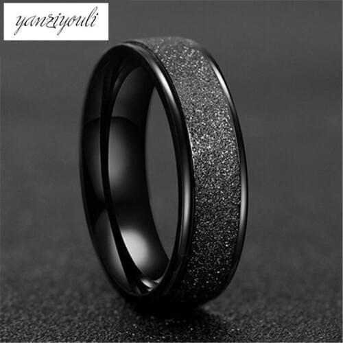 Handcrafted Mens Engagement Frosted Ring Wedding Bands Stainless Steel Black Rose Gold Blue Women Jewelry R101