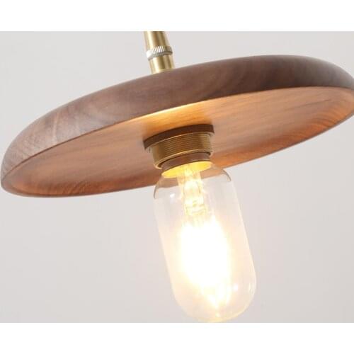 Walnut Color Single-headed Restaurant LED Pendant Lights Simple Nordic Style Coffee Shop Table Bedside Hemp Rope Chandelier