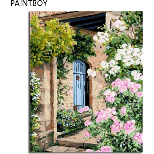 PAINTBOY Landscape Framed Pictures Painting By Numbers Painting and Calligraphy DIY Coloring By Numbers on Canvas