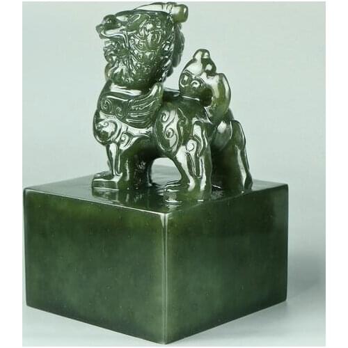 Seal carving jade ornaments Dandong stone material unicorn ornaments calligraphy calligraphy 10x10x15cm