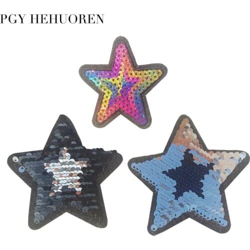 PGY New Design Star Sequins Patches Sew Iron On for Appliqued Clothes Stickers Fine DIY Sewing Garment T-shirt Coat Accessories