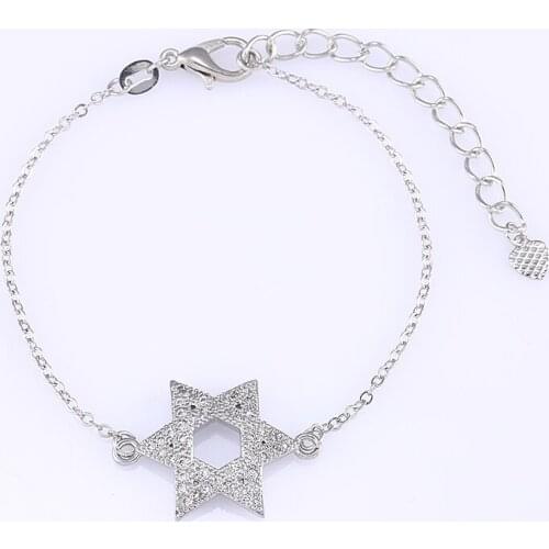 Hot Trendy Jewelry Shining Zircon Star Bracelet Charms Diy Micro Pave Bead Bracelets Women Accessories Handmade Pulseras Mujer