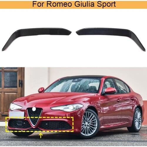 Car Front Bumper Fog Light Covers For Alfa Romeo Giulia Sport 2016 - 2020 Car Front Bumper Fog Lamp Trim Splitters Carbon Fiber