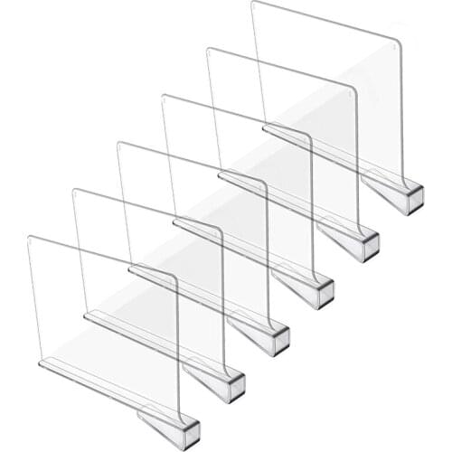 Transparent Partition For Bedroom, Kitchen And Office Shelf Organization (6 PACK)