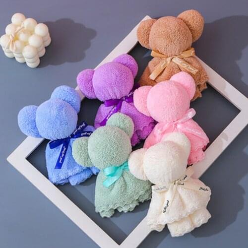 Coral Velvet Bear Transparent Tote Bag with Hand Gift Wedding Bride with Hand Gift Absorbent Coral Velvet Towel Hand Towel