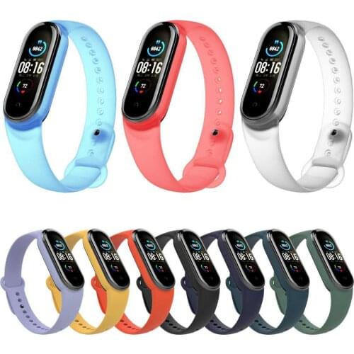 Strap Bracelet For Xiaomi Mi Band 5 4 3 6 Strap M3 M4 M5 Silicone Transparent color Wrist Strap For MiBand 5 3 4 6 Wriststrap