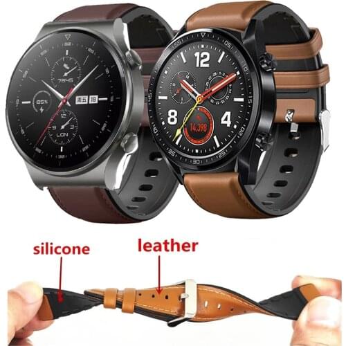 Watch Band 20 22mm Genuine Leather Wrist Strap For Huawei GT 2 GT2 Pro 42 46 Bracelet Replacement Honor Magic 1 2 46mm Watchband