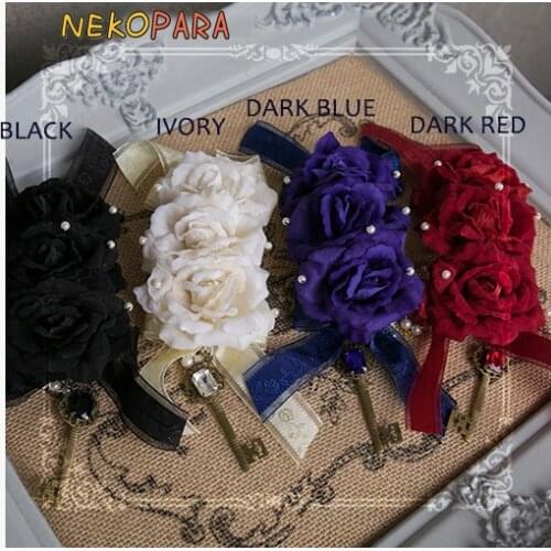 Rose Bride Handmade Vintage Rose Hair Combs Lolita Pearl Chain,Key Trim Multicolor 4 Colors