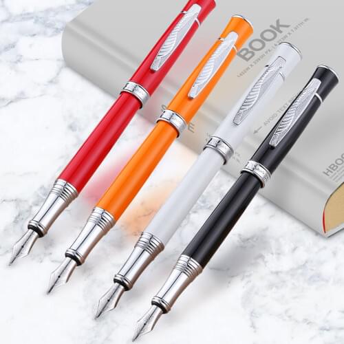 Picasso 607 Red Fountain Pen Fine Nib Silver Trim Collection Luxury Gift Pen Unique Style Leaf Pattern Clip