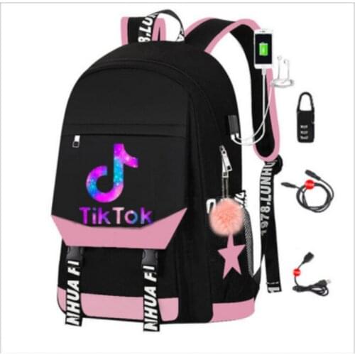 TIK TOK Backpack Anti Theft USB Charge Backpack Waterproof Women Men School Bag Teenage Girls Boys Travel Bags