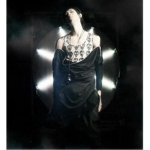 S-5xl Korean New Non-mainstream Tide Nightclub Stage Show Long-sleeved T-shirt Tide Bat Shirt Singer Costumes Plus Size Clothing