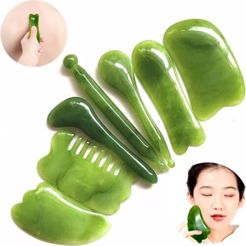 Natural Resin Beeswax Guasha Jade Edge Board Body Massager Crystal Energy Stone Scraper for Blood Circulation Health