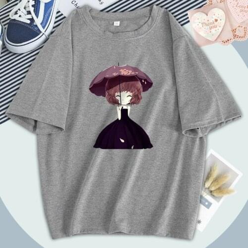 Loose Cartoon Girl Print Tshirt Short-Sleeve Tops Women Shirts Streetwear Harajuku Basic Korean Casual Tees O-Neck Camisetas