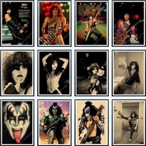 Heavy metal Kiss Rock band Kraft paper Posters music team star classic decorative painting poster wall sticker