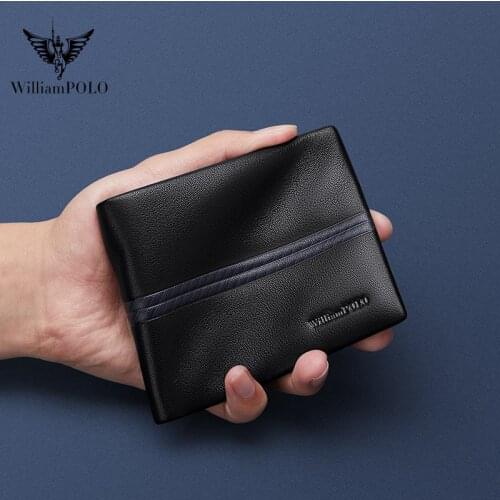 WILLIAMPOLO new wallet mens leather short multifunctional large capacity wallet credit multi-card card package