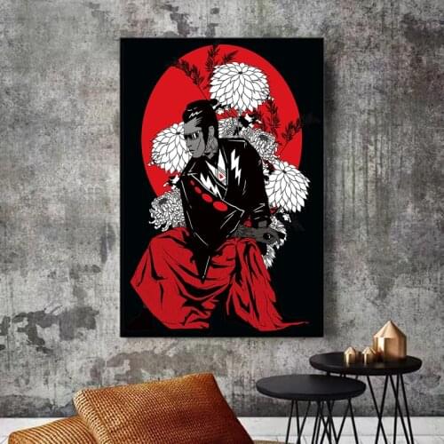 Japanese Samurai Swordsman Canvas Painting Art Print Poster Picture Wall Modern Cartoons Bedroom Living Room Decoration