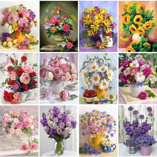 YI Bright Rhinestone Painting Crystal Decor Diy Diamond Painting "Flower Landscape" 3D Cross Stitch Pattern Diamond Embroidery