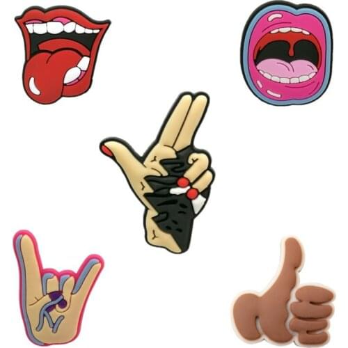 1PCS PVC hot Icon funny backpack pins mouth shape gesture tongue pattern Clothes brooch men women favor supply Accessory jewelry
