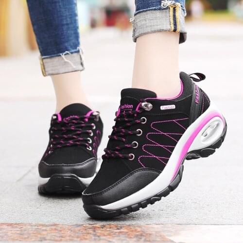 Autumn Winter Air Cushion Sneakers Women Increase Platform Shoes Trainers Lace-up Sport Shoes Anti-slip Outdoor Running Shoes
