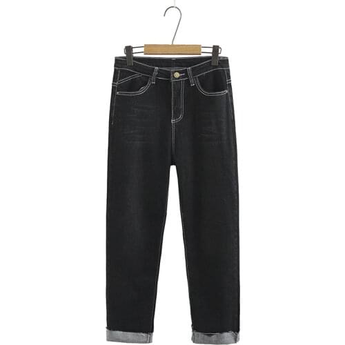 Plus Size XL-4XL Womens Casual Jeans Stretchable Solid Denim Pants