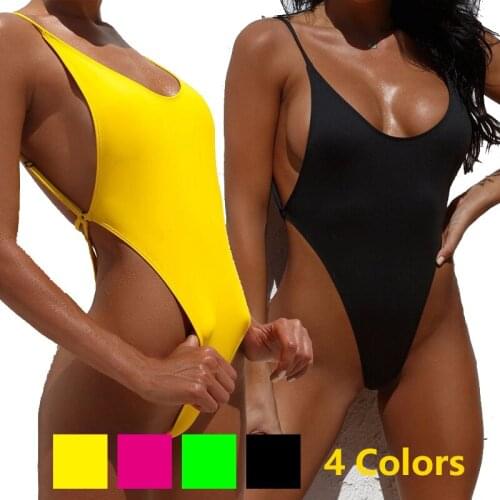 Sexy Push Up One Piece Swimsuit Women String Bandage Swimwear Thong Bathing Suit High Cut Monokini Backless Swimming Beachwear