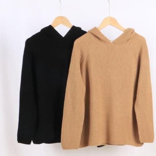 Women Sweater 2021 Pit Pattern Long-sleeved Black and Brown Women Hooded Pullover