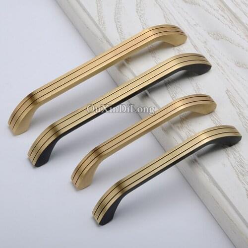 10PCS European Solid Brass Kitchen Cabinet Door Handles Cupboard Wardrobe Drawer Cabinet Pulls Handles Furniture Hardware