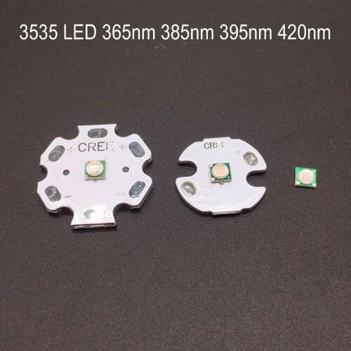 10PCS 3W 3535 High Power LED UV Light Chip 365nm 385nm 395nm 420nm Emitter Diode Ultra Violet DIY With 8/12/14/16/20mm pcb