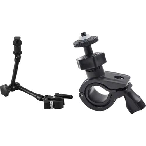 2Pcs 11 Inch Articulating Magic Arm + Super Clamp With Bicycle Holder Stand Holder For Insta360 Action Camera