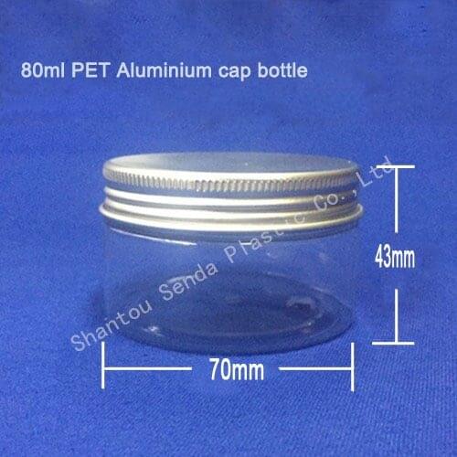 20PCS/LOT FREE SHIPPING, 80ml ointment jar, PET cosmetic jar, candy jar , pill PET bottle, PET bottle with aluminium cap